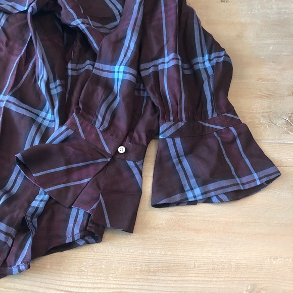 Loft Plaid Off The Shoulder Blouse - Size M - NWT - Picture 5 of 6